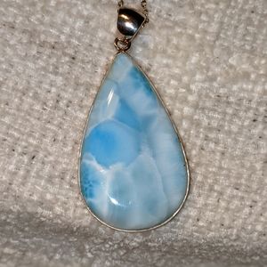 Large Silver Larimar Pendant